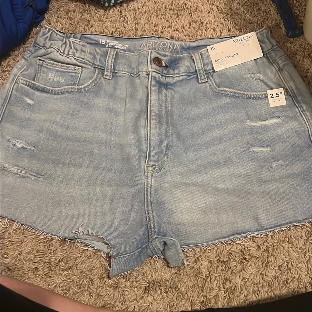 Arizona Jean Company Women's Distressed Light Blue Jean Shorts